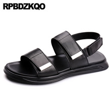 Black Strap Designer Italian Gladiator Mens Sandals 2021 Summer Outdoor Shoes Roman Genuine Leather Runway Beach Casual Soft 2024 - buy cheap