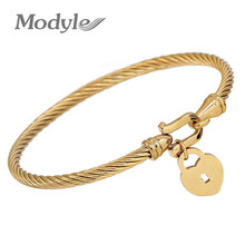 Modyle-pulsera de acero inoxidable con candado de corazón para mujer, brazalete de amor, joyería de alta calidad, 316L 2024 - compra barato