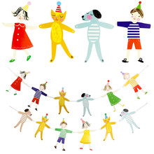 Guirlanda de aniversário com desenhos animados, bandeiras de papel faixas para crianças decoração de festa de aniversário 2024 - compre barato