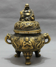 Bi00117 coletor do tibete bronze maitreya shakyamuni estátua dragão queimador de incenso 2024 - compre barato