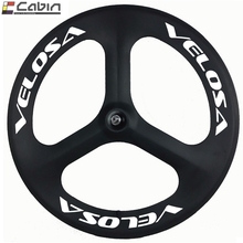 Velosa 70mm depth carbon Tri spoke wheel for 700C clincher road / track bike bicycle wheel 3 spokes carbon wheel 2024 - buy cheap