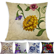 Oil Painting Vintage Style Beautiful Colorful Various Flower Floral Pattern Throw Pillow Case Home Sofa Decoration Cushion Cover 2024 - buy cheap