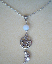 Realmente! Pingente colar pedra de lua-67, joia vintage com pentagrama e deusa da lua, declaração, corrente 2024 - compre barato