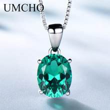 UMCHO овальной огранки зеленый изумруд обручальные подвески ожерелья для женщин Halo May ювелирные изделия Изящные Свадебные подвески 2024 - купить недорого