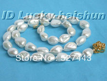 Wholesale free shipping lustrous 12mm baroque white Reborn Keshi pearl necklace 2024 - buy cheap