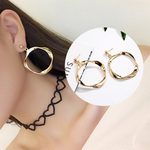 Irregular Metal Twisted Circle Earrings For Women Ear Jewelry Ladies Simple Wild Circle Pendant Exaggerated Earrings Female 2024 - buy cheap