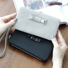 2018 New Colorful Bowknot Pendant PU Leather Long Casual Women Bow Wallet Coin Purse Ladies Handbag Day Clutch Bag 2024 - buy cheap