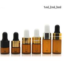 2017 New 1ML 2ML 3ML Brown Glass Dropper Bottle with Pipette, Small Empty Essential Oil Bottle 2024 - buy cheap