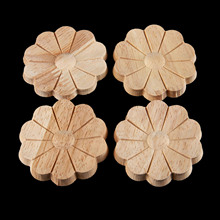 4Pcs Woodcarving Decal Corner Applique Frame Door Wall Doors Furniture Decorative Figurines Wooden Miniatures Home Decor 2024 - buy cheap