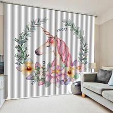 Unicorn Print Windows Curtains for Living Room Bedroom Decorative Kitchen Curtains Drapes Window Treatments Rustic Style custom 2024 - buy cheap