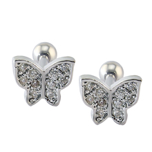 Pendientes de mariposa para niñas, joyas Piercing de circonia cúbica 2024 - compra barato