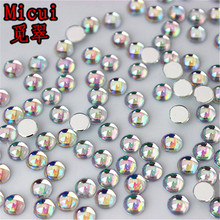 Micui 200 шт 4 мм, AB прозрачные круглые акриловые стразы кристаллы с плоским основанием по камешки для дизайна ногтей, для маникюра, одежда украшения MC78 2024 - купить недорого