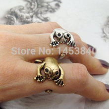 Wholesale Antique Silver Bronze Rana Adjustable Vintage Brass Knuckle  Frosch Animal Retro Burnished Frog Ring--12pcs/lot 2024 - buy cheap