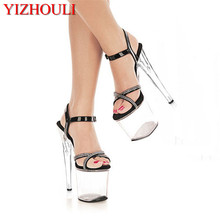 20cm ultra high heels sandals silver paillette wedding shoes platform crystal shoes 8 inch sexy pole dancing clubbing high heels 2024 - buy cheap