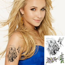 Tatuaje temporal cabeza de león tatuaje sexy para arte corporal para mujer tatuaje de transferencia de agua impermeable mangas de brazo tatuaje flores falsas chicas 2024 - compra barato