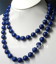 Collar de cuentas redondas de lapislázuli azul para niña y mujer, collar de 36 pulgadas de longitud, AAA + 8mm, nuevas encantadoras, venta al por mayor, wJ578 2024 - compra barato