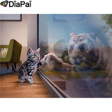 DIAPAI-pintura de diamante 5D DIY "Animal gato Tigre", cuadrados o redondos de imitación bordado de diamantes, estilo punto de cruz 3D, decoración, A22098 2024 - compra barato