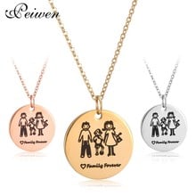 Family Pendant Necklace Stainless Steel For Mom Dad Son Daughter Love Cartoon Rose Gold Silver Color Link Chain Choker Jewelry 2024 - buy cheap