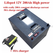 GTK-batería Lifepo4 de ciclo profundo, 12V, 200Ah, LFP, 200A, BMS, estación de energía eléctrica, energía solar, EV, RV, cruiser + cargador de 10A 2024 - compra barato