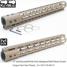TriRock 15 дюймов Keymod/M-lok стиль Handguard Rail Free Float Picatinny Mount System_Tan Printed Fit. 223/5. 56 AR-15 2024 - купить недорого