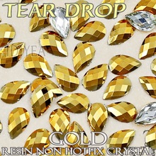 Good quality! Gold Aurum 4x6mm 5x8mm Nail Art Tear Drop Resin Crystal Non Hotfix Flatback Rhinestone glitters for 3D Nails Stone 2024 - buy cheap