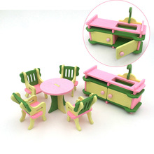 Casa de bonecas em miniatura de madeira, conjunto de móveis para boneca, mini mobiliário colorido para meninas, brinquedo de fantasia, presente para crianças 2024 - compre barato