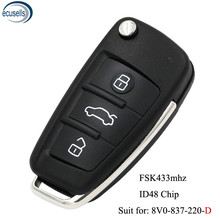 Keyless-Go Folding Remote Key ASK433MHz 3 Buttons ID48 Chip Suit for: 8V0-837-220-D(2012-2016 year) 2024 - buy cheap