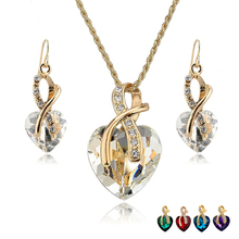 New Arrival Heart Necklace Earrings Crystal Set for Women Wedding Accessories Austrian Crystal Jewelry Sets 2024 - buy cheap