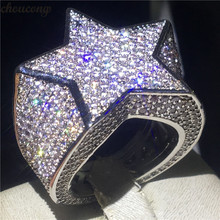 Big Star Male Hiphop Ring White Gold Filled Micro Pave 500pcs AAAAA Cz Party Anniversary Band Rings For Men Fashion Rock Jewelry 2024 - buy cheap