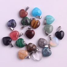 Wholesale 12pcs/lot Roses Quartz Natural Stone Mixed Charms Love Heart Necklace Pendants For DIY Jewelry Making Free Shipping 2024 - buy cheap