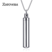 ZORCVENS Men Woman Capsule Pendant Necklace Silver Color Open Cylindrical Pendants Stainless Steel Remembrance Jewelry 2024 - buy cheap
