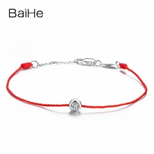 BAIHE Solid 18k White Gold SI/H Full Cut Natural Diamonds Red String Bracelet Fine Jewelry Making Raudonos spalvos apyrankė 2024 - buy cheap