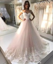 Vestido de novia rosa con hombros descubiertos, apliques para vestidos De Bodas de encaje, Vestido De novia, novia, 2022 2024 - compra barato
