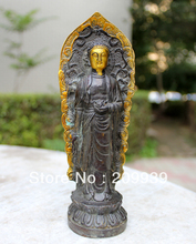 Bir 00949 Rare fine Copper Bronze Tibete Budismo Sakyamuni Buddha Statue 2024 - compre barato