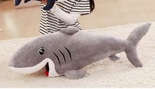 cute plush shark toy stuffed undersea world gray shark doll gift about 100cm 2024 - buy cheap