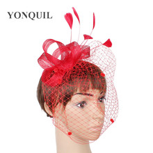 Fashion Mesh Fascinators Weddings Women Headwears Hair Clips Bridal Marry Headdress With Feather Loops Hair Accessories MYQ006 2024 - buy cheap