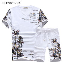 2020 New Fashion Summer Short Sets Men Casual Coconut Island Printing Suits For Men Chinese Style Suit Sets T Shirt +Pants 5XL 2024 - buy cheap
