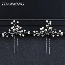 Silver Color Pearl Rhinestine Bride Hairpins Hair Accessories Handmade Wedding Hair Pins Bridal Hairpins Women Prom Headpieces 2024 - buy cheap