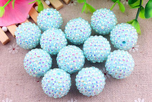 Kwoi vita New Mint Blue AB Wholesales  AAA Quality 20mm Chunky 100pcs/lot  Resin Rhinestone Ball  beads for Kids Girl  Jewelry 2024 - buy cheap