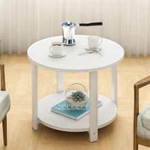 Mesa redonda pequeña H15 para dormitorio, mesita de centro moderna y concisa, antideslizante, minimesa lateral, pierna de tubo de acero, Teapoy 2024 - compra barato