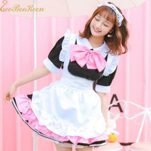 Disfraz de Lolita Anime para Halloween, vestido de sirvienta Lolita, juego de arco para niñas, disfraz de princesa Lolita japonesa dulce, vestido rosa 2024 - compra barato