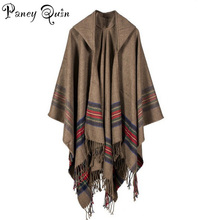 brand NEW winter warm Cape poncho shawl wrap women Scarf with hat geometric wild blanket cashmere Cape thick warm Poncho Shawl 2024 - buy cheap