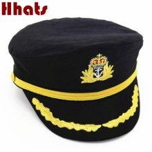 Que in banho chapéu militar ajustável, chapéu de algodão marinho, bordado, branco, preto, boné vintage, capitão do exército 2024 - compre barato