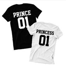 Women Funny Letter Print Tshirt Prince Princess 01 Couples T-shirt 2018 Summer Cotton Tops Hipster Unisex T shirts Tees Outfit 2024 - buy cheap