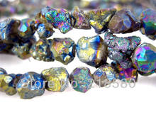 H-TB08 Mystic Blue Purple Titanium Crystal Quartz Beads Nugget Beads Oval Shape 16 inch 2024 - buy cheap