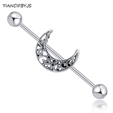 TIANCIFBYJS Moon Industrial Barbell Scaffold Ear Bar Tragus Piercing Cartilage Earring Body Jewelry Industrial Pircing 20pcs 2024 - buy cheap
