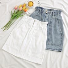 Saia jeans ulzzang de madeira com elástico na cintura, saia estampada grande com cintura alta, verão 2020 2024 - compre barato