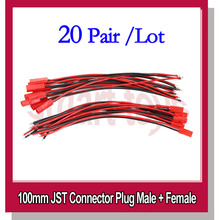 20Pairs 100mm JST Connector 2Pin Male Female Plug Cable Wire for RC Plane Lipo Battery Parts 2024 - buy cheap