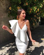 Vestidos De Cóctel Simple sirena satén elegante verano mujeres 2019 corto cuello en V Sexy Homecoming Dress Robe De Soiree 2024 - compra barato