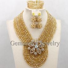 Fashion Champagne Gold Indian Wedding Beads Jewelry Set Bridal African Chunky Jewelry Sets Free Shipping WB188 2024 - buy cheap